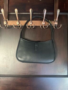 Classic Black Leather Shoulder Bag